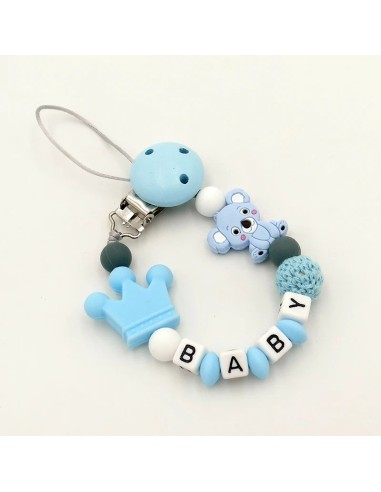 Attache-tétine personnalisée en bois & silicone – avec prénom | Volcaris