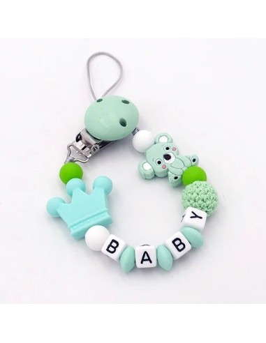 Attache-tétine personnalisée en bois & silicone – avec prénom | Volcaris